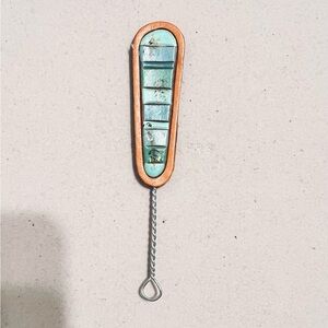 Leather and Metal hat pin with Blue Accents